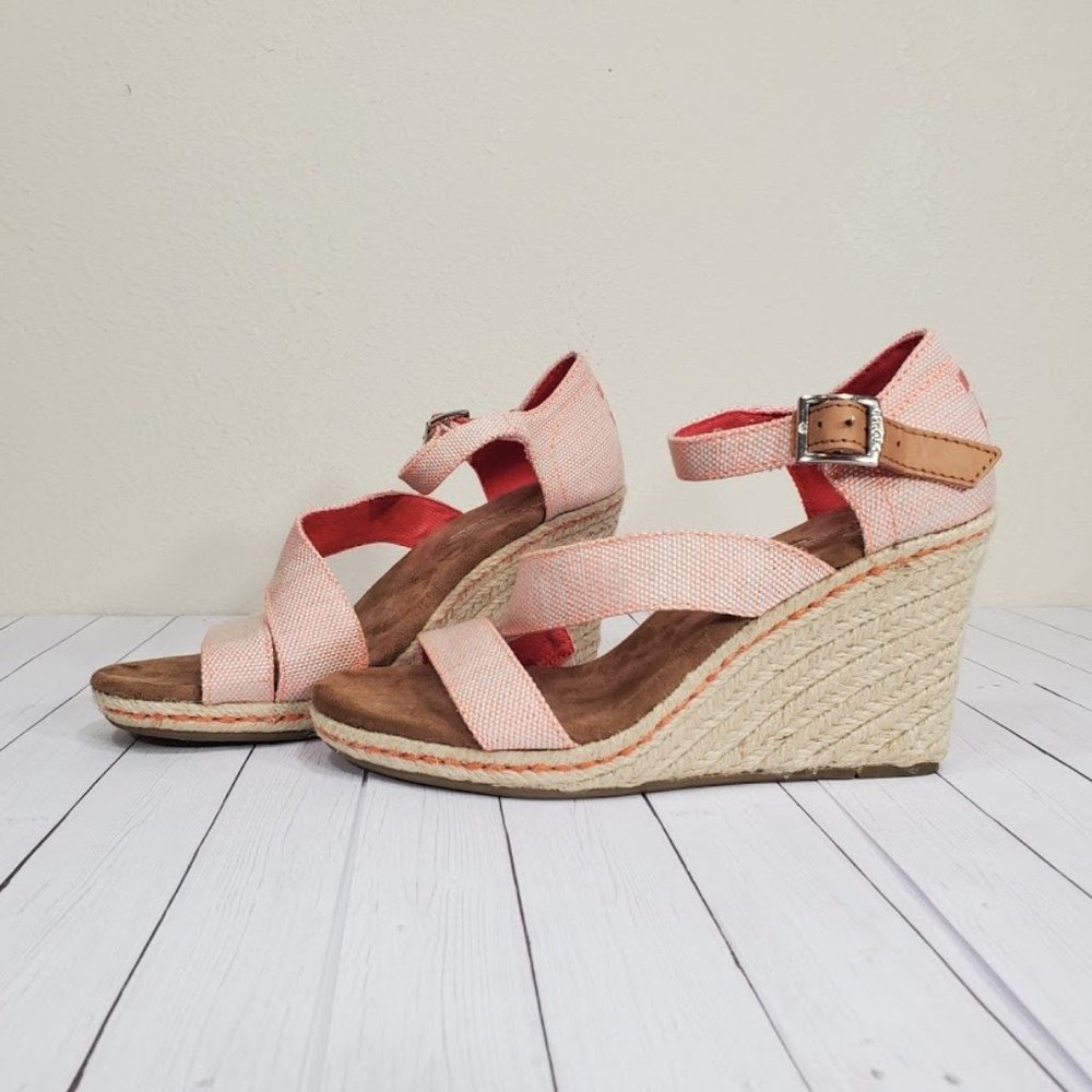 TOMS Clarissa Tangerine Wedge Sandals 6.5